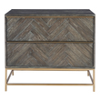 chest with glass doors Uttermost Chests & Cabinets Chests and Cabinets Showcasing Understated Style, This Two Drawer Chest Is Layered In A Dark Walnut Finished Oak Veneer Accented With Herringbone Drawer Fronts. Rests On A Steel Base In Plated Brushed Brass With Coordinating Drawer Pulls.