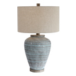globe glass lamp shade Uttermost Pelia Light Aqua Table Lamp This Table Lamp Design Features A Ceramic Base With A Global, Bohemian Flair, Finished In A Light Aqua Blue Crackle Glaze With Light Gray Textured Pattern. The Foot And Neck Have A Porous Texture, Finished In A Warm Concrete Look.