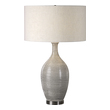 gold office lamp Uttermost  Gray Textured Table Lamp This Ceramic Base Features A Coarse, Horizontal Texture, Finished In A Mushroom Gray Glaze, Accented With Plated Polished Nickel Details.