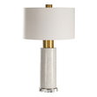 small marble lamp Uttermost Concrete Table Lamp This Solid Concrete Column Base Features A Polished Surface Finished In A Bleached Wash, Accented With A Thick Crystal Foot, And Brushed Brass Plated Details.