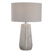end tables and lamps Uttermost Stone-Ivory Table Lamp This Ceramic Table Lamp Features A Fluted Design With A Porous Texture Finished In A Stone-ivory And Taupe Glaze, Accented With Brushed Nickel Plated Details And A Thick Crystal Collar.