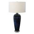 basic desk lamp Uttermost Cobalt Navy Table Lamp Reminiscent Of The Evening Sky, This Beautiful Table Lamp Features An Art Glass Base With Shades Of Navy, Cobalt And White Accented By An Elegant Crystal Foot And Polished Nickel Plated Details.