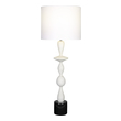 side lamp Uttermost White Marble Table Lamp A Modern Black And White Table Lamp Executed In A Rich Material Made Of Granulated Marble That Accurately Replicates The Look Of Thassos Marble, Displayed On A Thick Black Marble Foot.