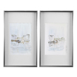 large artwork for wall Uttermost Nautical Prints Profile Frame In Brushed Silver, Watercolor Style Sailboats, White Mat, New England, Coastal Feel