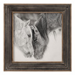 wall carving Uttermost Horse Prints Rustic Wood And Metal Frame.  Metal Formed Like Corugated With A Distressed Black Finish And A Gray Wash.Print Is Under Glass.