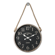 unique clock design Uttermost Wall Clocks Antiqued, Aged Ivory With Rust Undertones And Distressed Matte Black Clock Face. Rope Accent Allows It To Hang From The Decorative Hook That Is Included. Quartz Movement Ensures Accurate Timekeeping. Requires One "AA" Battery.