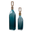 Vases-Urns-Trays-Finials Uttermost Annabella GLASS IRON Thick Teal Green Glass Featuri Accessories 20076 792977200766 Decorative Bottles & Canisters Blue navy teal turquiose indig Urns Vases Glass steel aluminium BRONZE I 0-20 Complete Vanity Sets 