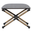 tufted leather storage bench Uttermost Small Benches Rustic Iron Frame With A Nautical Touch, Wrapped In Natural Fiber Rope Accents. Cushioned Top Is A Sturdy, Sailor-striped Cotton In Crisp Navy And Cream.