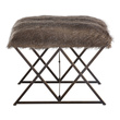 leather tufted ottoman Uttermost Plush Small Bench Plush Animal Inspired Faux Fur In Brown Tones Atop Argyle Legs In Iron, Finished In Worn Black With Gold Accents.  Slight Variations In Fur Color May Occur.