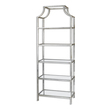 bedroom display shelves Uttermost Etageres Transitional In Style, This Forged Iron Etagere Features A Bright Silver Leaf Finish With Five Tempered Glass Shelves.
