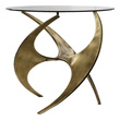 black tray table Uttermost Accent & End Tables Artfully Sculpted Metal Base In Antique Gold With A Tempered Glass Top.