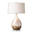 large brass chandelier Uttermost Glazed Ceramic Lamps Ceramic Base Finished In A Metallic Rust Beige Glaze With Ivory Undertones And Crystal Accents.
