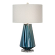 decorative lamp shades for table lamps Uttermost Teal-Gray Glass Lamp Teal-gray Glass Base Featuring Swirls Of Bold Blue-ivory Accented With Brushed Nickel Details And A Thick Crystal Foot.