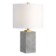 large glass base Uttermost Concrete Block Lamp Thick Block Of Porous, Lightly Stained Concrete Accented With Brushed Gold Painted Details.
