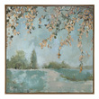 outdoor wall art near me Uttermost Landscape Art Hand Painted Canvas With A Gold Accented Frame With Pale Gray Undertones. The Leaves Are Gold Leaf Accents.