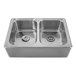 sink for kitchen double Whitehaus Sink Double Bowl Sinks Brushed Stainless Steel