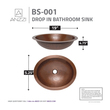  Anzzi BATHROOM - Sinks - Drop-in - Copper Bathroom Vanity Sinks Copper
