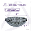  Anzzi BATHROOM - Sinks - Vessel - Tempered Glass Bathroom Vanity Sinks Silver