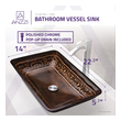 tall sink vanity Anzzi BATHROOM - Sinks - Vessel - Tempered Glass Brown