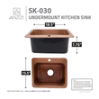 farmhouse kitchen sink 30 inch Anzzi KITCHEN - Kitchen Sinks - Drop-in - Copper Copper