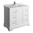 double sink vanity with storage tower Fresca Matte White