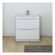 white vanity with wood top Fresca Glossy White