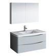 double sink vanity with tower Fresca Glossy Gray