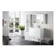 bathroom vanity unit with sink and toilet James Martin Vanity Glossy White Transitional