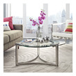 living room with two coffee tables Modway Furniture Tables Silver