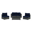 wicker patio furniture loveseat Modway Furniture Sofa Sectionals Canvas Navy