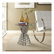 glass coffee table with wood base Modway Furniture Tables Silver