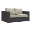 small outdoor l couch Modway Furniture Sofa Sectionals Espresso Beige