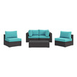 4 patio set Modway Furniture Sofa Sectionals Espresso Turquoise