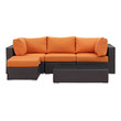 patio sofa with cover Modway Furniture Sofa Sectionals Espresso Orange