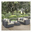 3 piece outdoor bench setting Modway Furniture Sofa Sectionals Canvas Antique Beige