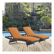 set of 2 garden loungers Modway Furniture Daybeds and Lounges Outdoor Lounge and Lounge Sets Espresso Orange