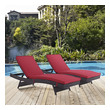 set of two outdoor lounge chairs Modway Furniture Daybeds and Lounges Outdoor Lounge and Lounge Sets Espresso Red