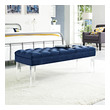 black leather and wood accent chair Modway Furniture Benches and Stools Navy