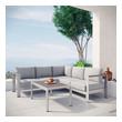 small outdoor l couch Modway Furniture Sofa Sectionals Silver Gray