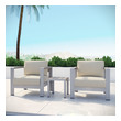 gray 3 piece patio set Modway Furniture Sofa Sectionals Silver Beige