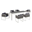 black dining chairs with wood table Modway Furniture Dining Sets White Navy