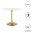 pedestal breakfast table Modway Furniture Bar and Dining Tables Gold White