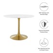 grey round dining table set for 6 Modway Furniture Bar and Dining Tables Gold White