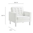 high back leather accent chair Modway Furniture Sofas and Armchairs Silver White