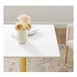 gray dining table with bench Modway Furniture Bar and Dining Tables Gold White