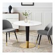 round table with leaf and 6 chairs Modway Furniture Bar and Dining Tables Gold White