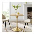 round wood dining table with leaf Modway Furniture Bar and Dining Tables Gold Natural