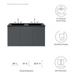 40 bathroom vanity with top and sink Modway Furniture Vanities Gray Black