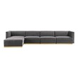 leather sectional couch black Modway Furniture Sofas and Armchairs Gray