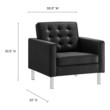 velvet occasional chair Modway Furniture Sofas and Armchairs Silver Black